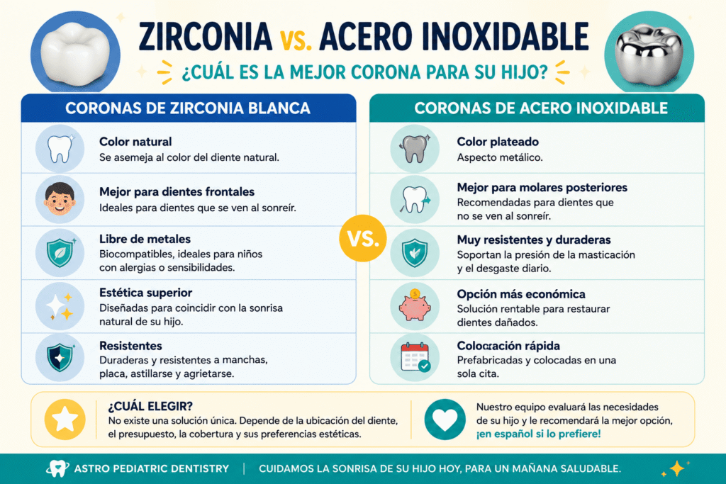 zirconia and stainless steel crowns